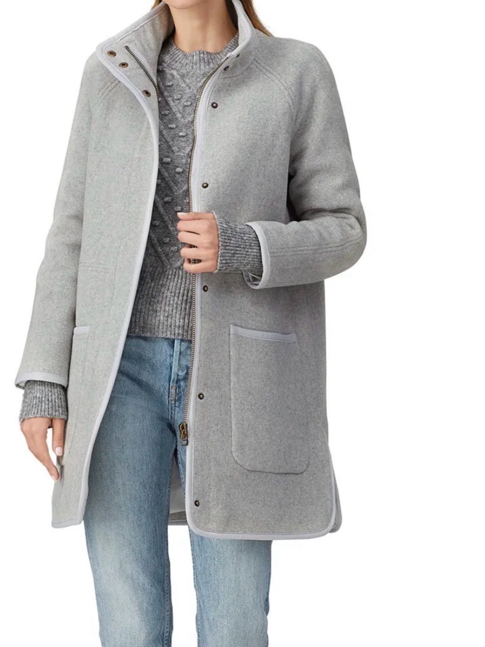 Madewell Womens Estate Cocoon Coat Gray Size XS Wool Blend Full Zip Double-faced